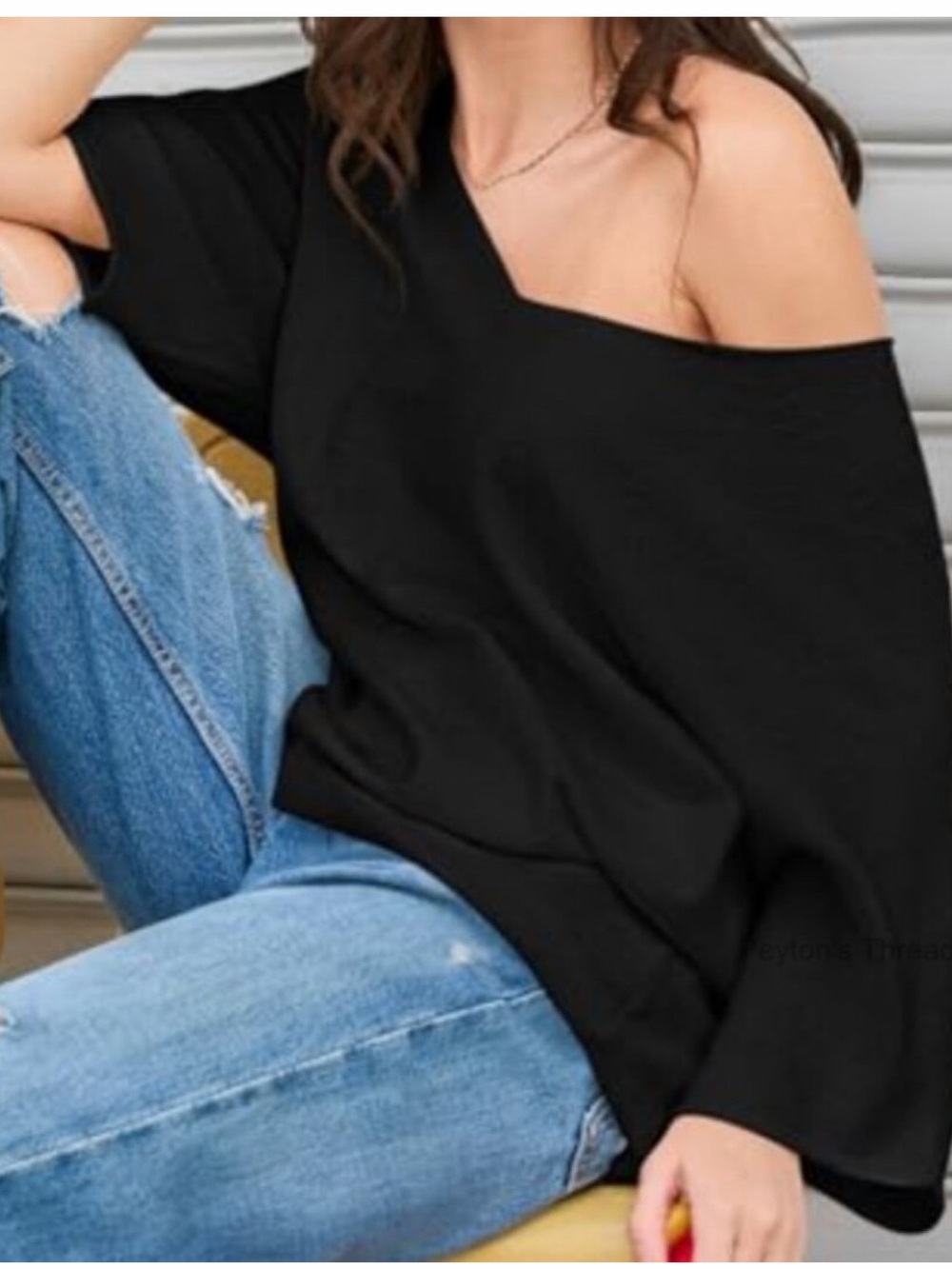 MADE IN ITALY VISCOSE BLEND Off-Shoulder Black Women's Sweater